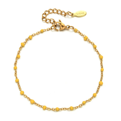 Colourful Thin Link Chain Stainless Steel Bracelet for Women