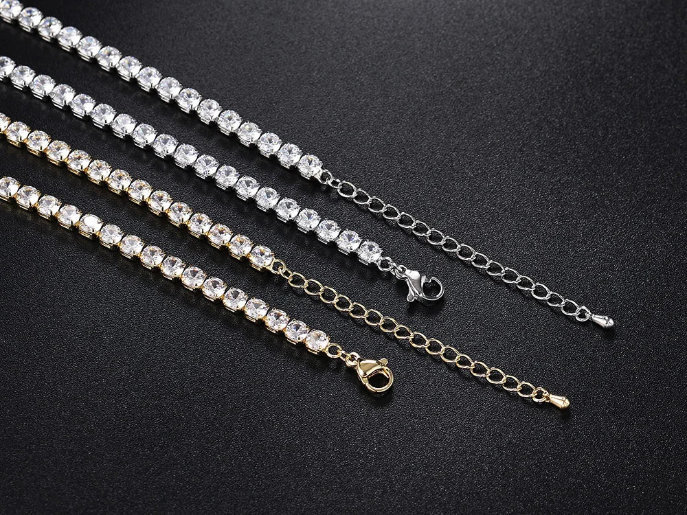 Iced Out Cubic Zirconia Tennis Chain Choker Necklace – Hiphop Jewelry for Women