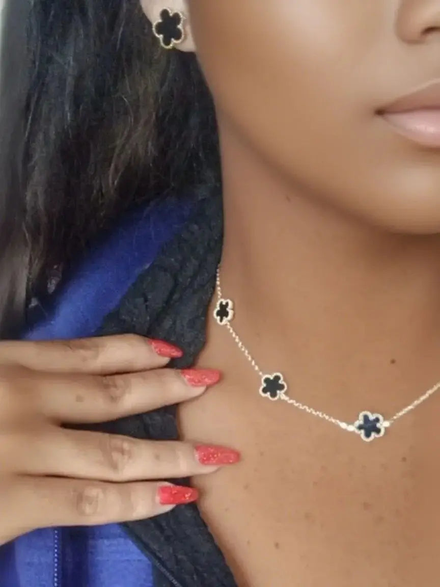 Stainless Steel Flower Clover Jewelry Set