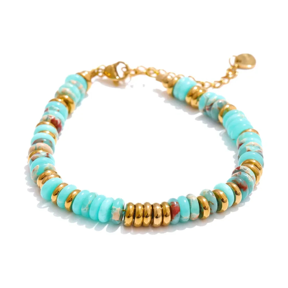 Colourful Natural Stone Beads Handmade Bracelet Bangle