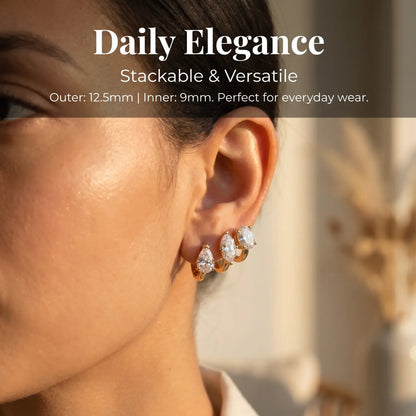 18K Gold Plated Zirconia Huggie Hoop Earrings – 12.4mm