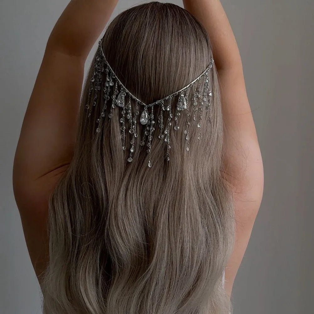 Rhinestone Tassel Headband Bridal