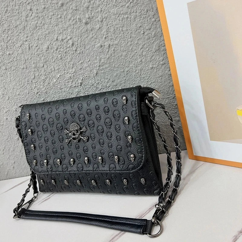 PU Leather Flap Shoulder Bag for Women – Gothic Chain