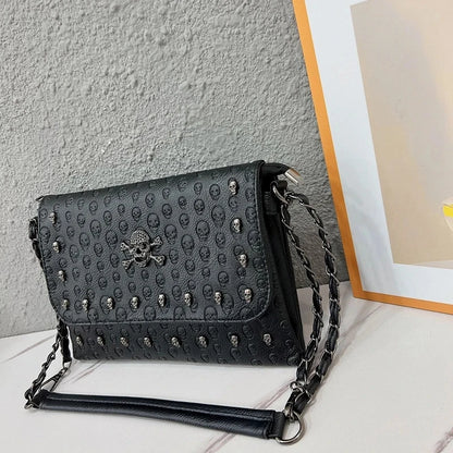 PU Leather Flap Shoulder Bag for Women – Gothic Chain