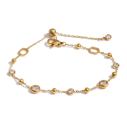 Cubic Zirconia Chain Bracelet Bangle – PVD Gold Plated