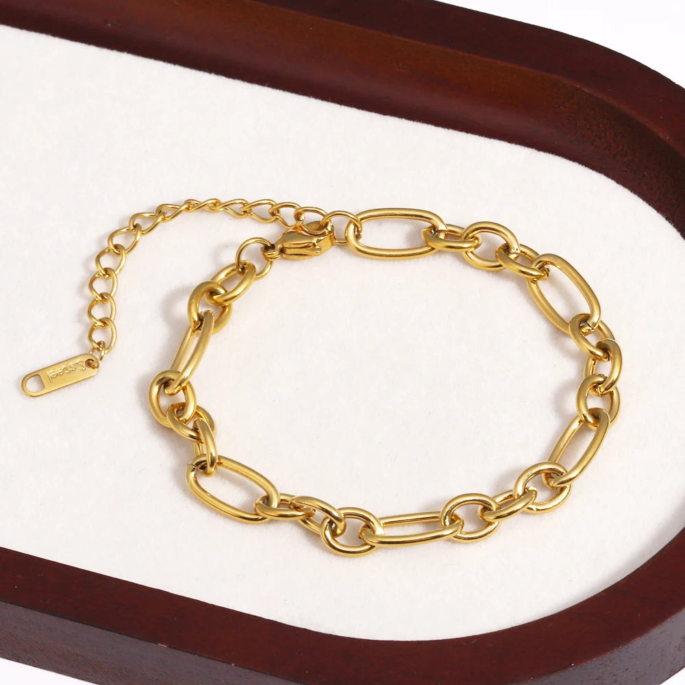 Chunky Gold Plated Stainless Steel Link Chain Bracelet
