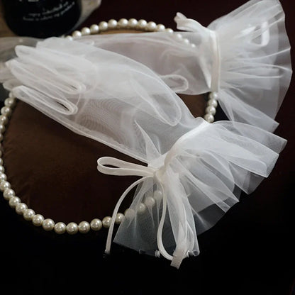 Mesh Lace Bridal Gloves Short Wrist Length