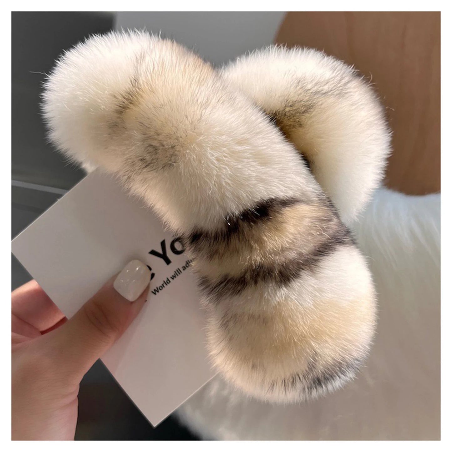 Faux Fur Plush Large Hair Claw Clip – Solid Color Barrette for Thick Hair