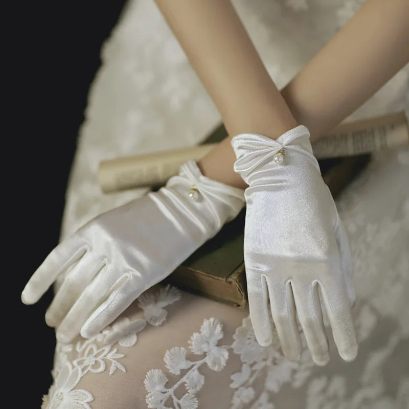 Mesh Lace Bridal Gloves Short Wrist Length