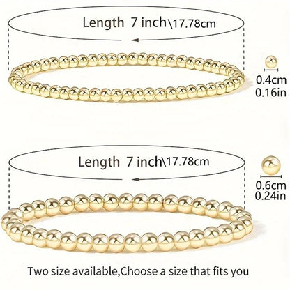 7PCS Golden Bead Bracelet Set for Women Flexible Stretch Fit Minimalist Beaded Bangles by edenista