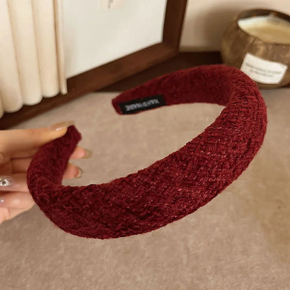 Korean Fashion Winter Hairband – Solid Scrunchie Head Hoop for Women & Girls