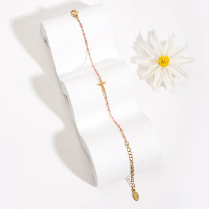 Boho Thin Link Chain Charm Bracelet for Women – Gold