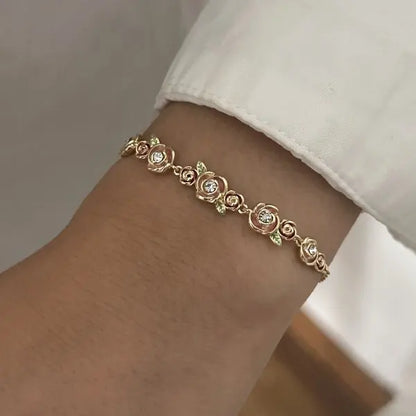 Tulip Flower Bracelet for Women – Copper & Zircon