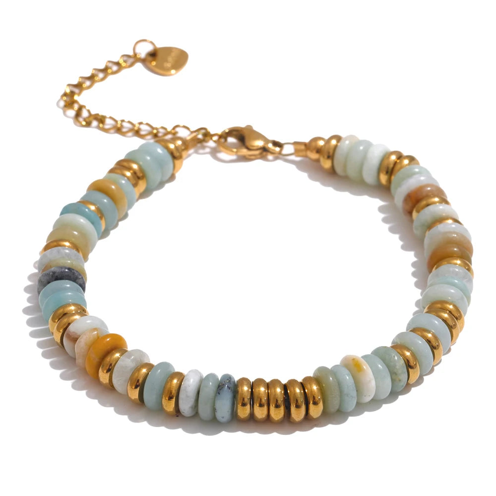 Colourful Natural Stone Beads Handmade Bracelet Bangle