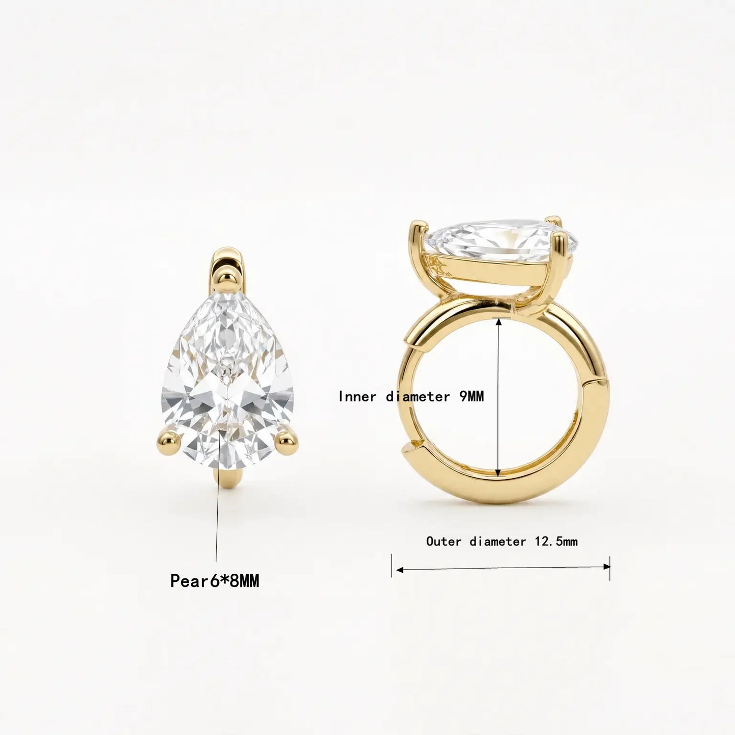 Edenista Moonmory brass pear-drop zirconia hoop earring, 18K gold plated