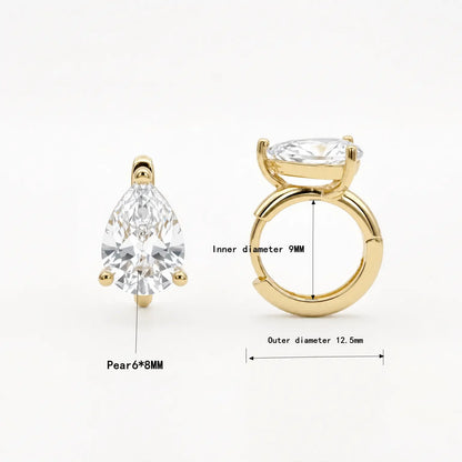Edenista Moonmory brass pear-drop zirconia hoop earring, 18K gold plated