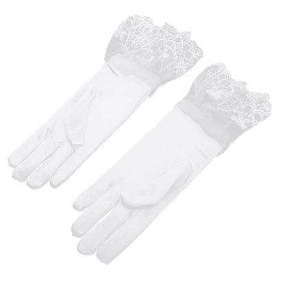 Mesh Lace Bridal Gloves Short Wrist Length
