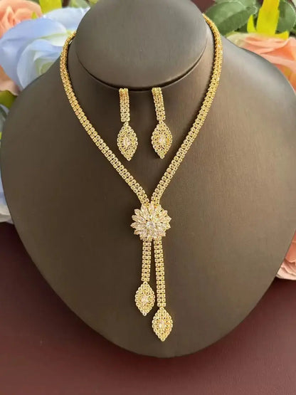 Three piece jewelry set with exquisite patterns and stunning necklaces and earrings by edenista