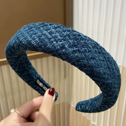 Korean Fashion Winter Hairband – Solid Scrunchie Head Hoop for Women & Girls
