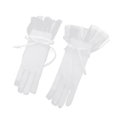 Mesh Lace Bridal Gloves Short Wrist Length