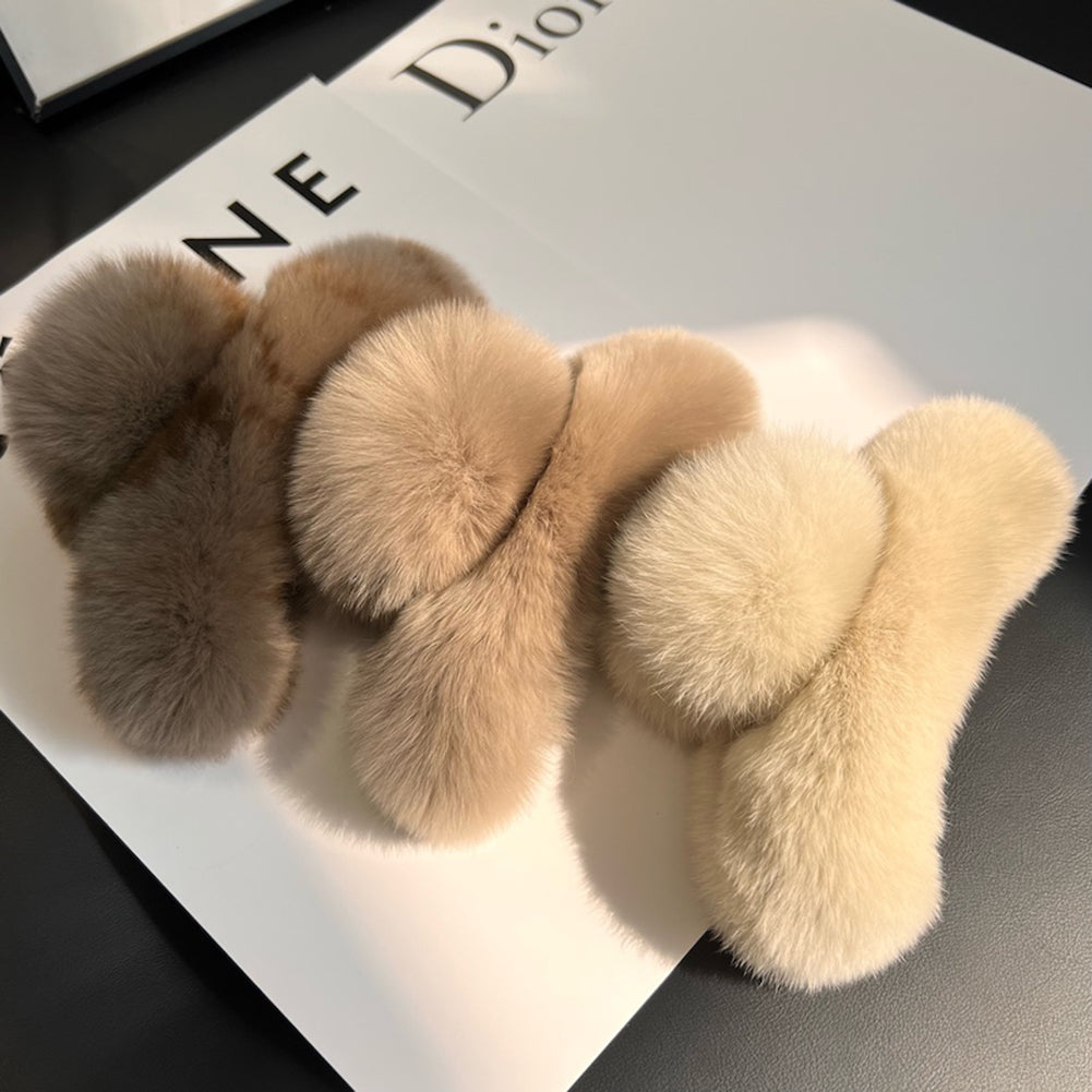Faux Fur Plush Large Hair Claw Clip – Solid Color Barrette for Thick Hair