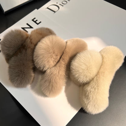 Faux Fur Plush Large Hair Claw Clip – Solid Color Barrette for Thick Hair