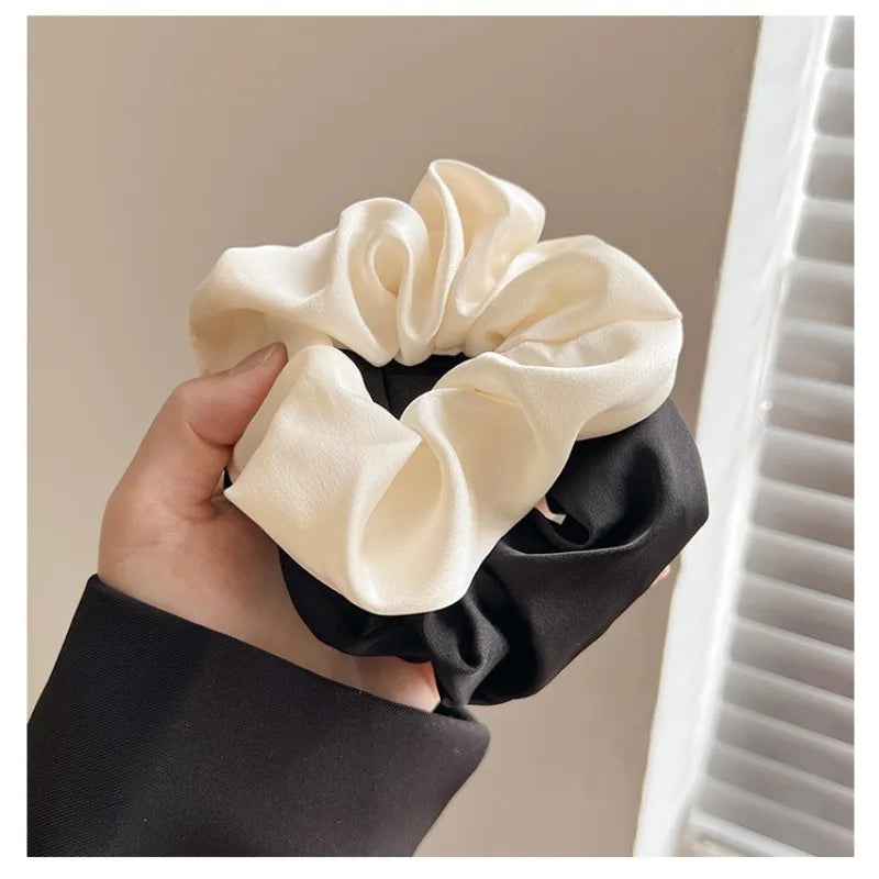 5-Pack Solid Color Silk Scrunchie Hair Ties – Elegant Ponytail Holder for Women & Girls