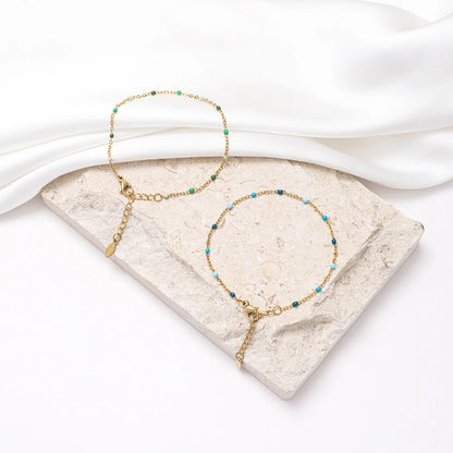 Colourful Thin Link Chain Stainless Steel Bracelet for Women