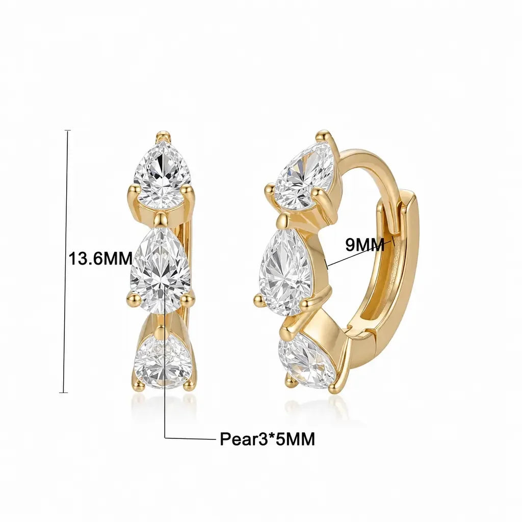 18K Gold Plated Zirconia Huggie Hoop Earrings – 12.4mm