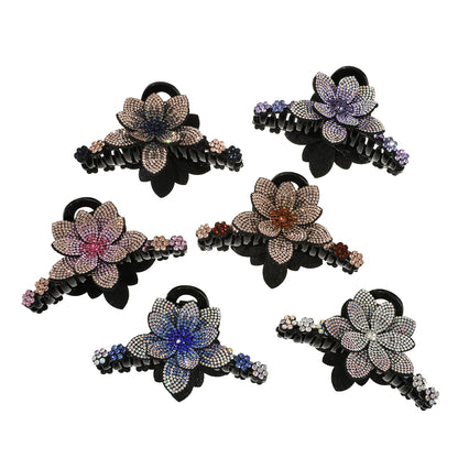 Flower Rhinestone Hair Claw Clips – Fashion Hairgrip Barrettes for Women & Girls