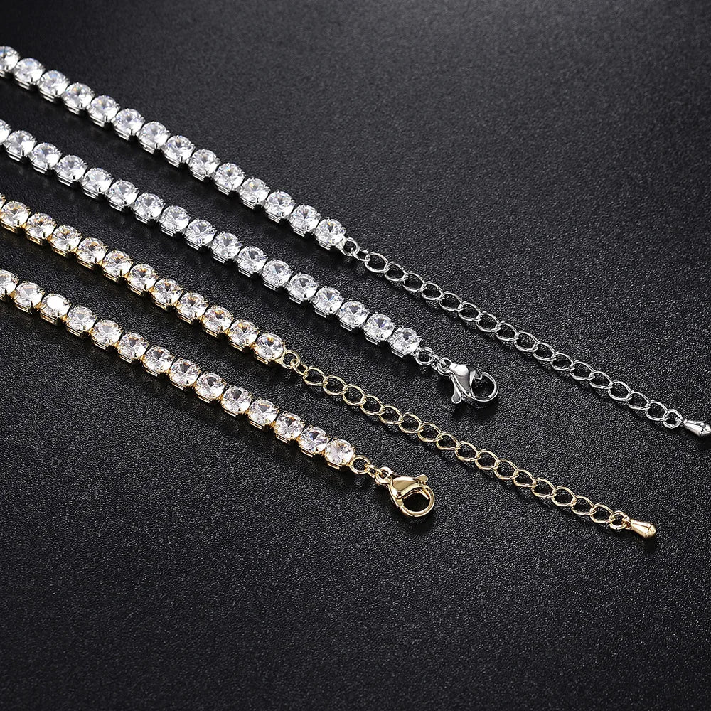 Iced Out Cubic Zirconia Tennis Chain Choker Necklace – Hiphop Jewelry for Women
