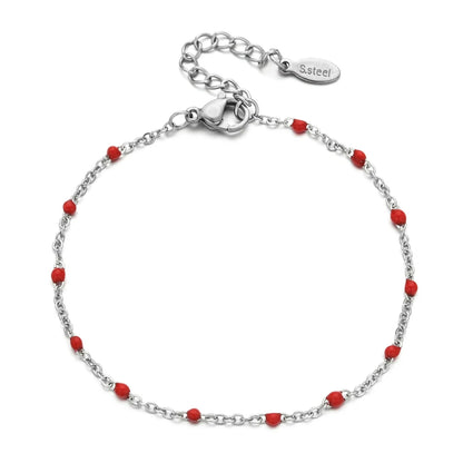 Colourful Thin Link Chain Stainless Steel Bracelet for Women