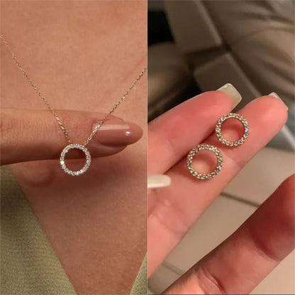 Fashion Trend Elegant Jewelry Simple Crystal Circle Pendant Necklace Golden Color Unique Women Necklace by edenista