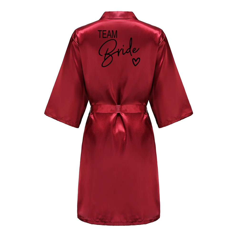 Team Bride Satin Kimono Robe Bridesmaid