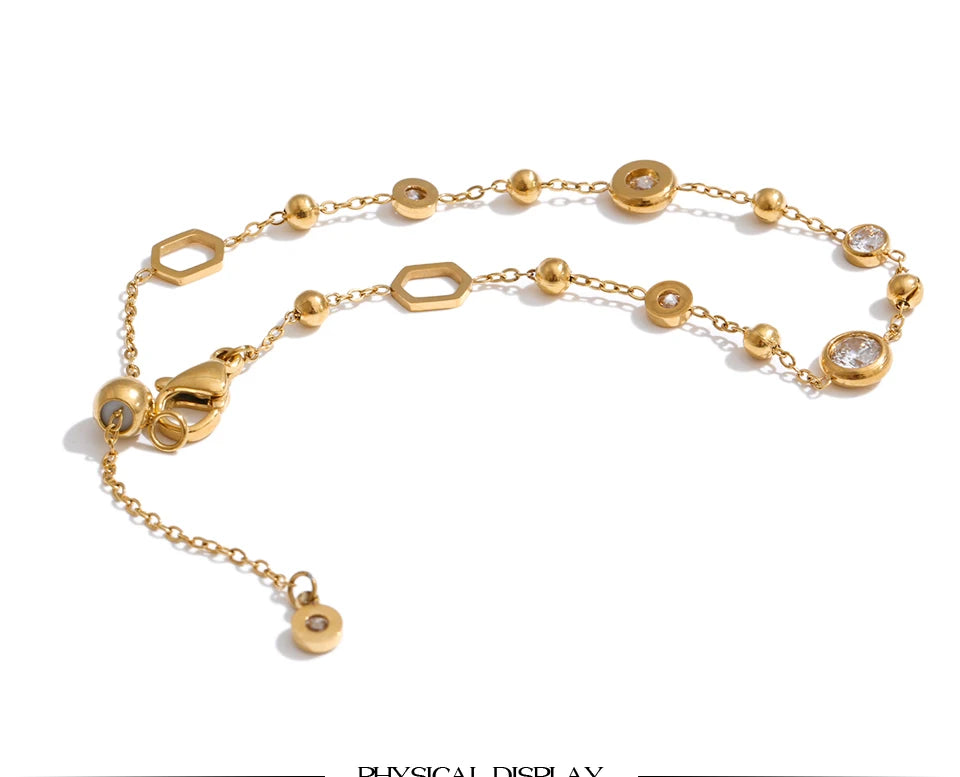 Cubic Zirconia Chain Bracelet Bangle – PVD Gold Plated