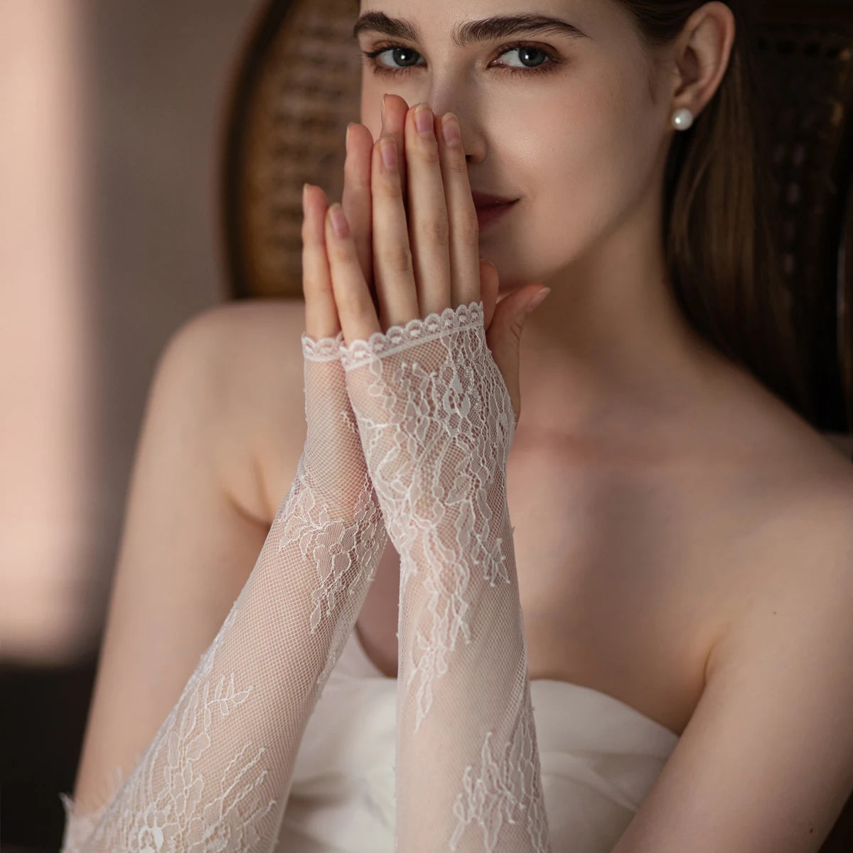 Eyelash Lace Opera Bridal Gloves Fingerless