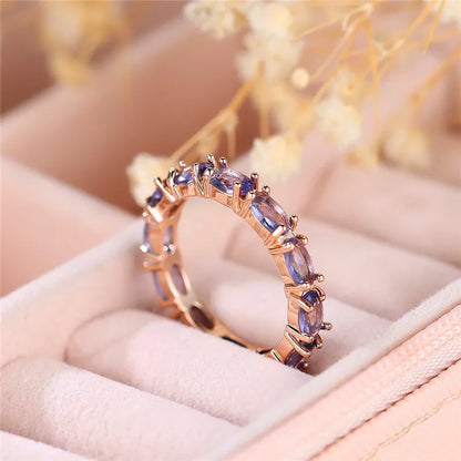 Purple Oval Zircon Engagement Ring Rose Gold