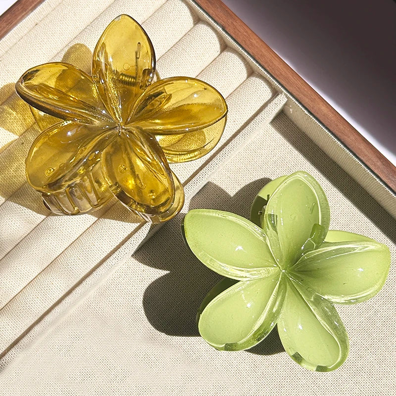 2-Piece Bohemian Flower Hair Claw Clip Set – Egg Flower Barrette for Women & Girls