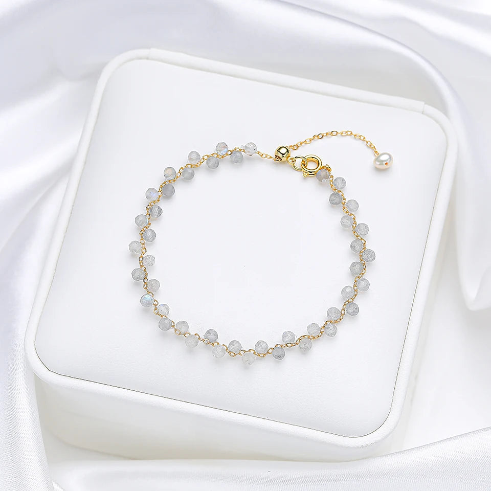 3mm Natural Stone Handmade Adjustable Bracelet for Women
