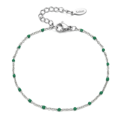 Colourful Thin Link Chain Stainless Steel Bracelet for Women