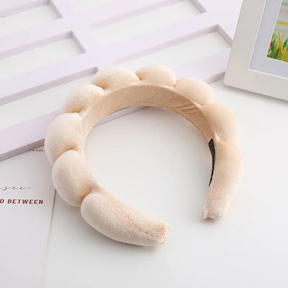 Retro Puffy Velvet Sponge Headband – Padded Makeup Hairband for Women & Girls