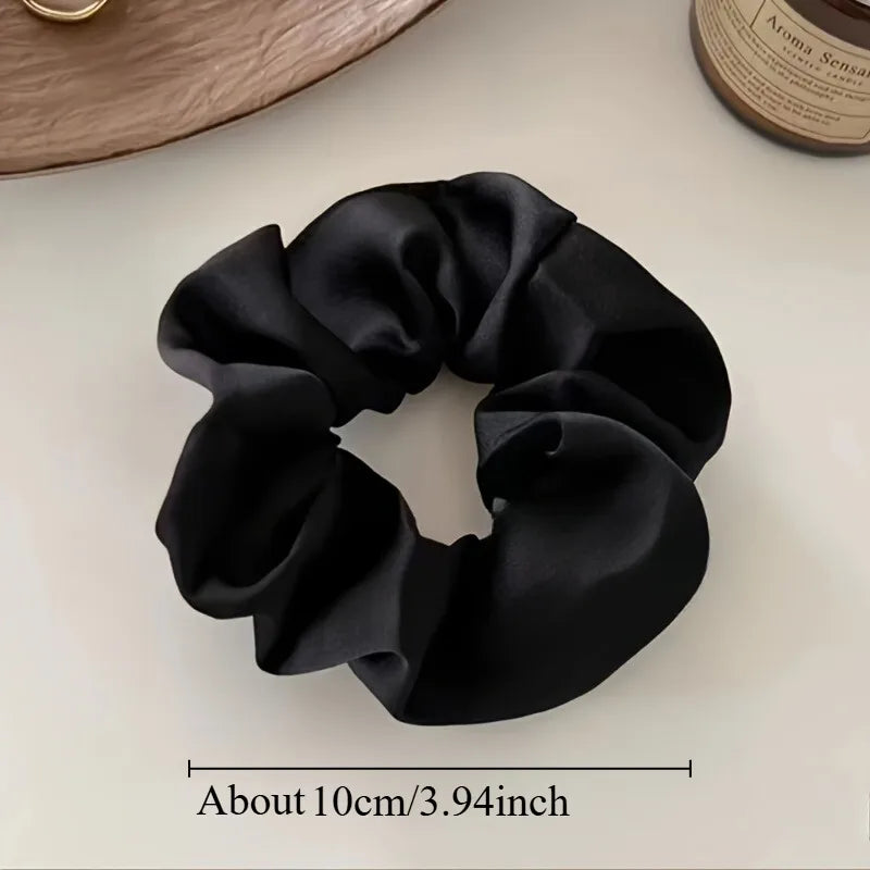 5-Pack Solid Color Silk Scrunchie Hair Ties – Elegant Ponytail Holder for Women & Girls