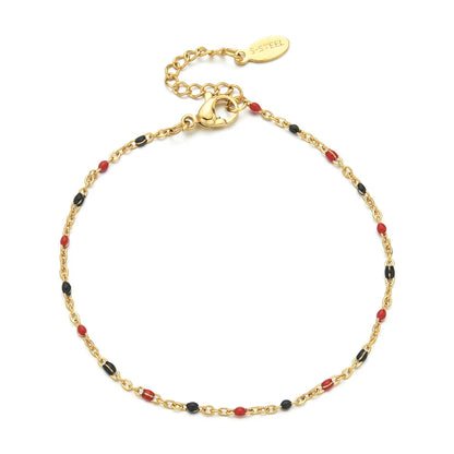 Colourful Thin Link Chain Stainless Steel Bracelet for Women