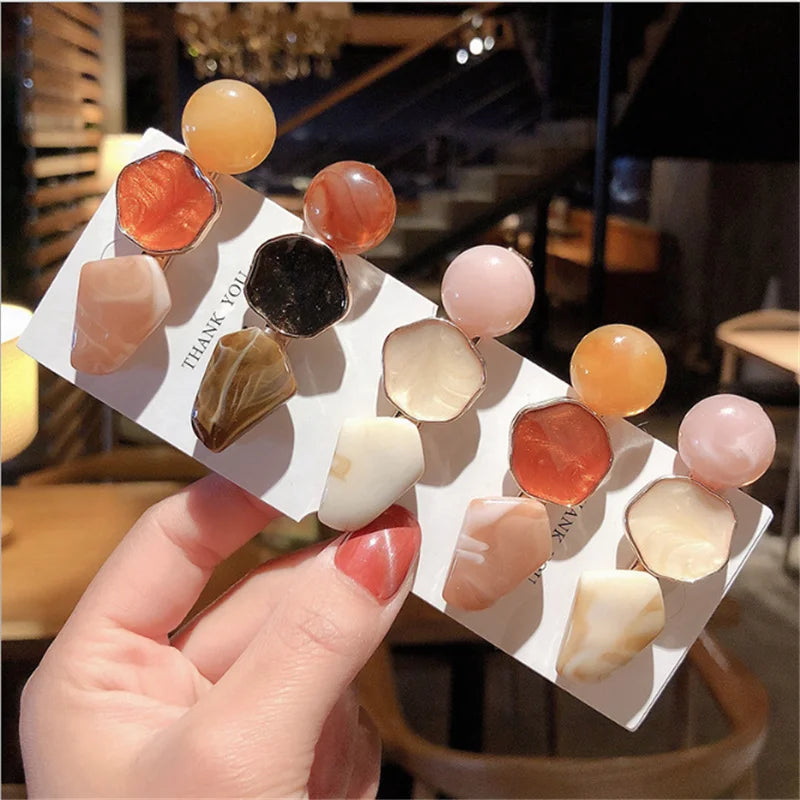 Acrylic Pearl Hair Clip Set – Geometric Hairgrip Barrettes for Women & Girls