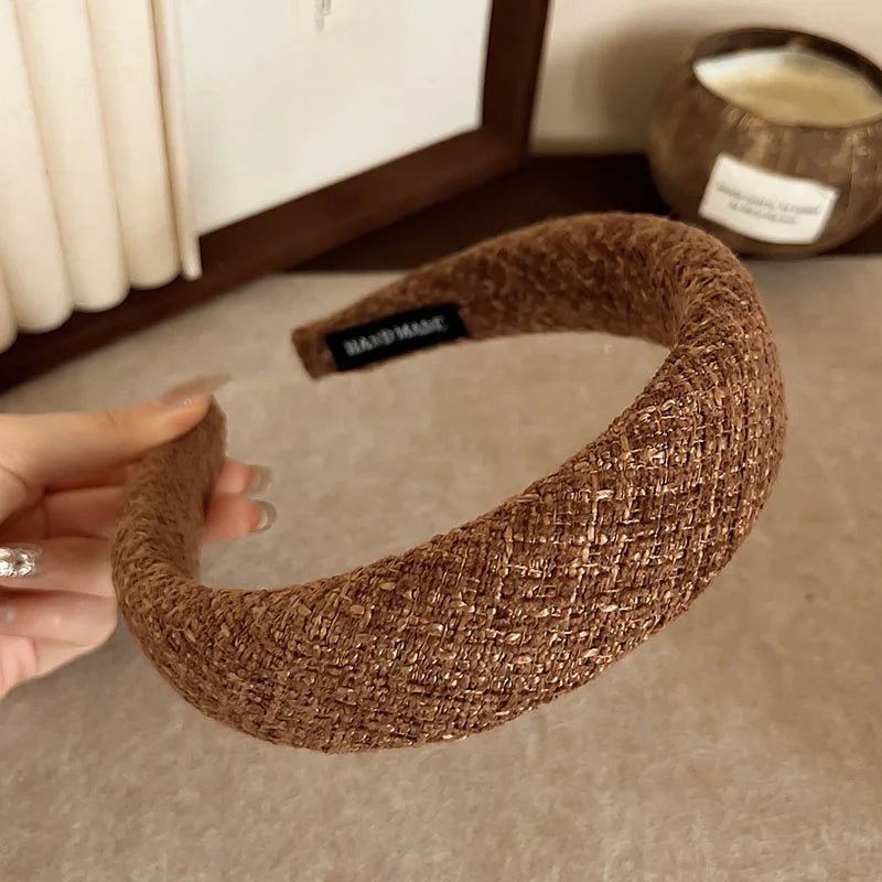 Korean Fashion Winter Hairband – Solid Scrunchie Head Hoop for Women & Girls