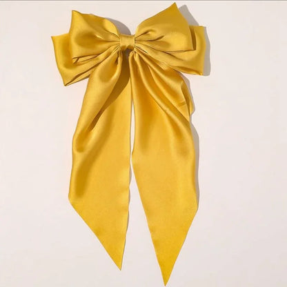 Elegant Satin Bow Ribbon Hair Clip – Solid Spring Clip Hairpin for Women & Girls