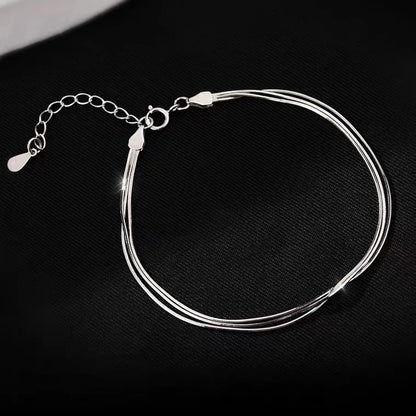 Three-Layer Geometric Bead Bracelet – 925 Sterling Silver