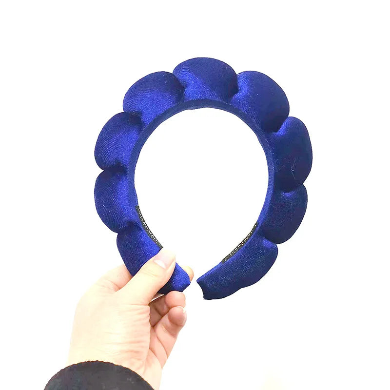 Retro Puffy Velvet Sponge Headband – Padded Makeup Hairband for Women & Girls
