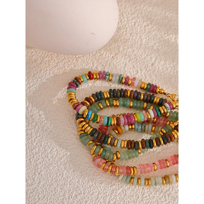Colourful Natural Stone Beads Handmade Bracelet Bangle