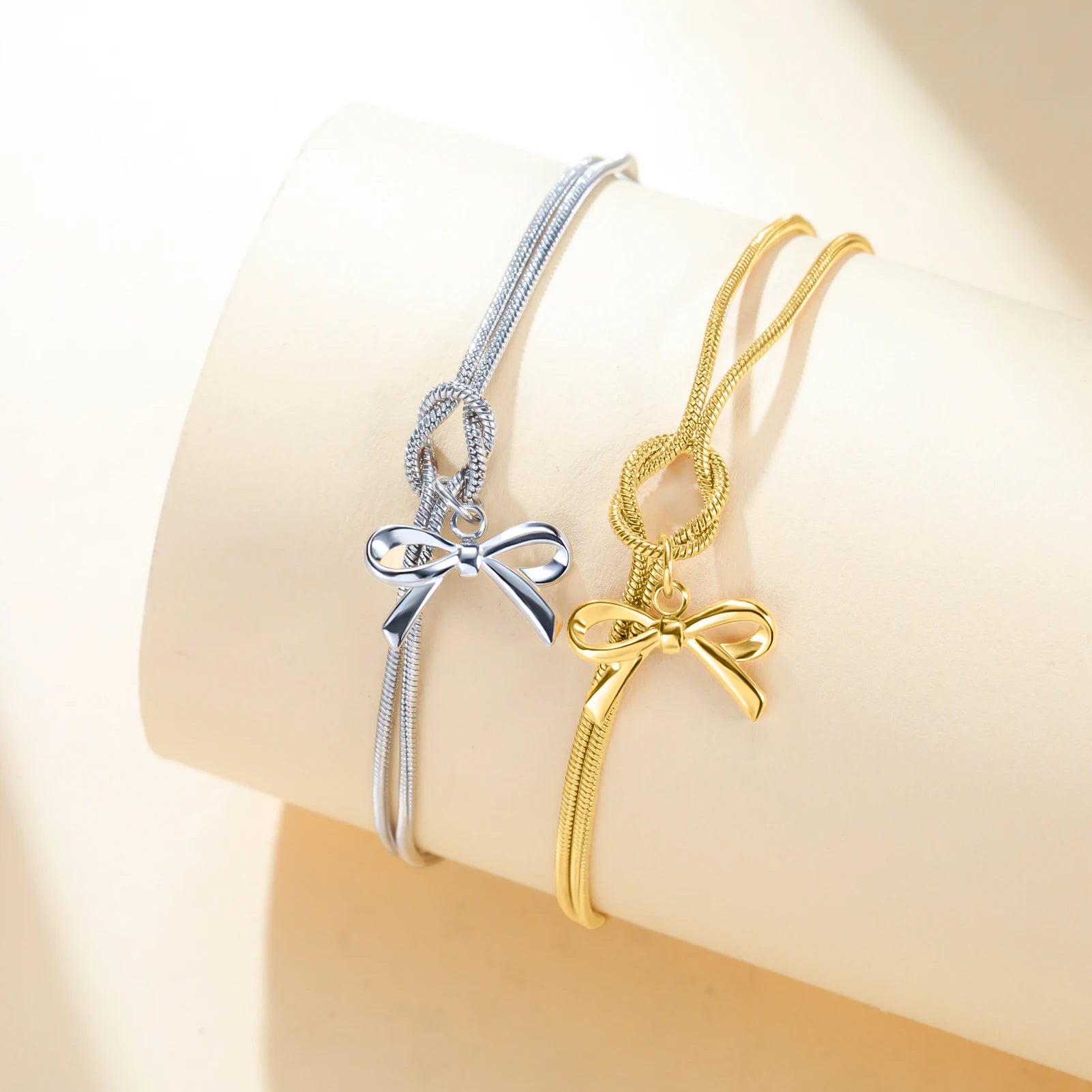 Gold Color Bowknot Love Knot Chain Bracelet Stainless Steel Trendy Bracelets by edenista
